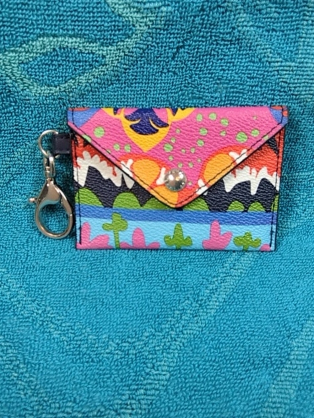 Vera Bradley Pink Multicolor Keychain Card Holder